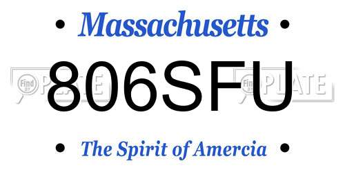 806SFU Massachusetts License Plate