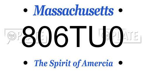 806TU0 Massachusetts License Plate