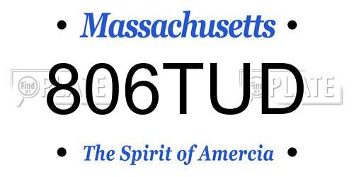 806TUD Massachusetts License Plate