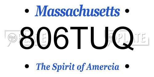 806TUQ Massachusetts License Plate