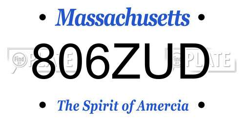 806ZUD Massachusetts License Plate