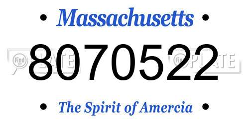 8070522 Massachusetts License Plate