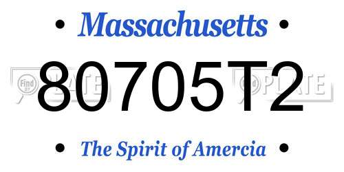 80705T2 Massachusetts License Plate