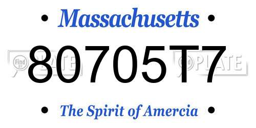 80705T7 Massachusetts License Plate