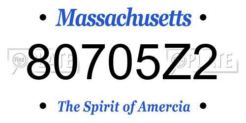 80705Z2 Massachusetts License Plate