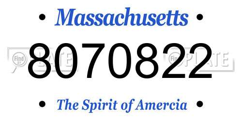 8070822 Massachusetts License Plate