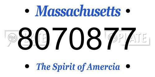 8070877 Massachusetts License Plate
