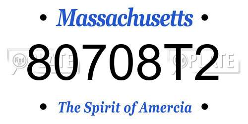 80708T2 Massachusetts License Plate