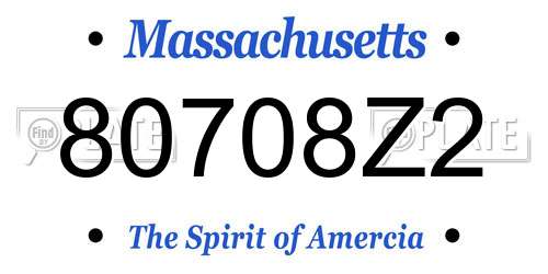 80708Z2 Massachusetts License Plate