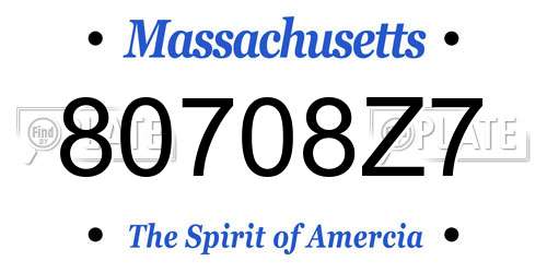 80708Z7 Massachusetts License Plate