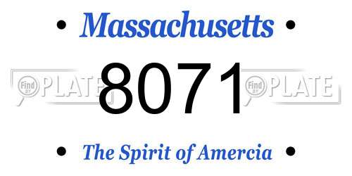 8071 Massachusetts License Plate