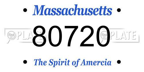 80720 Massachusetts License Plate