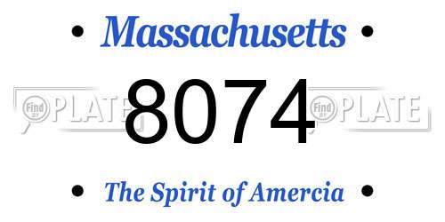 8074 Massachusetts License Plate