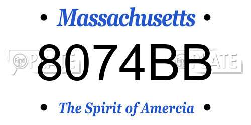 8074BB Massachusetts License Plate
