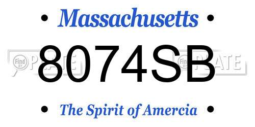 8074SB Massachusetts License Plate