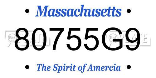 80755G9 Massachusetts License Plate