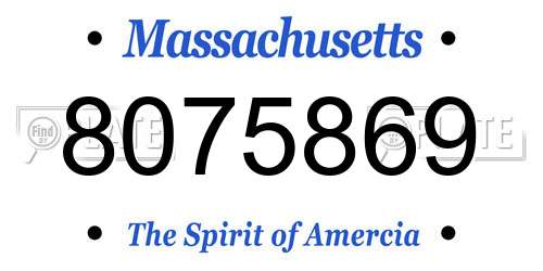 8075869 Massachusetts License Plate