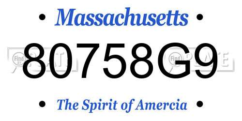 80758G9 Massachusetts License Plate