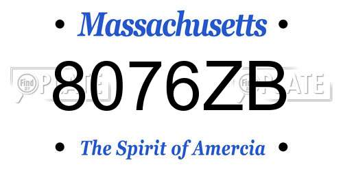 8076ZB Massachusetts License Plate