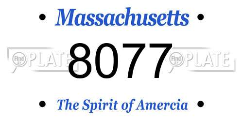 8077 Massachusetts License Plate
