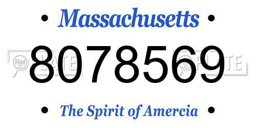 8078569 Massachusetts License Plate