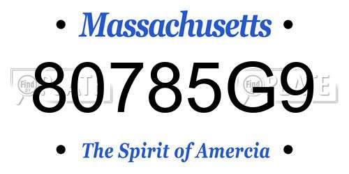 80785G9 Massachusetts License Plate
