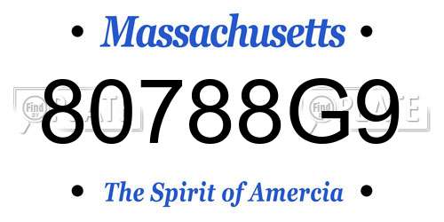 80788G9 Massachusetts License Plate