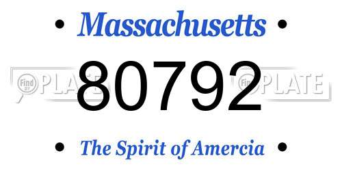 80792 Massachusetts License Plate