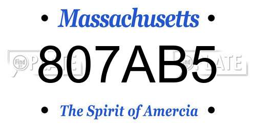 807AB5 Massachusetts License Plate