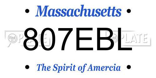 807EBL Massachusetts License Plate