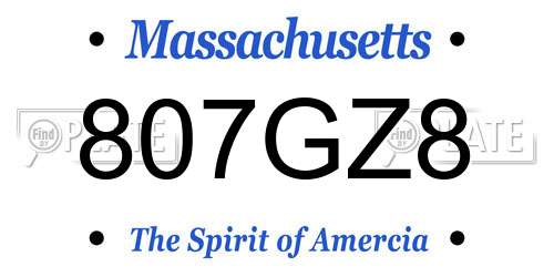 807GZ8 Massachusetts License Plate