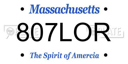 807LOR Massachusetts License Plate