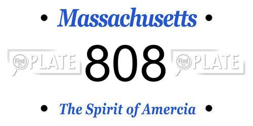 808 Massachusetts License Plate