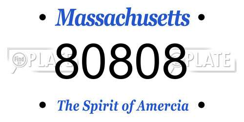 80808 Massachusetts License Plate