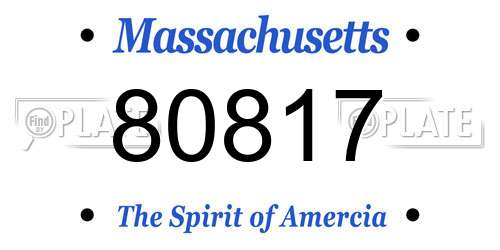 80817 Massachusetts License Plate
