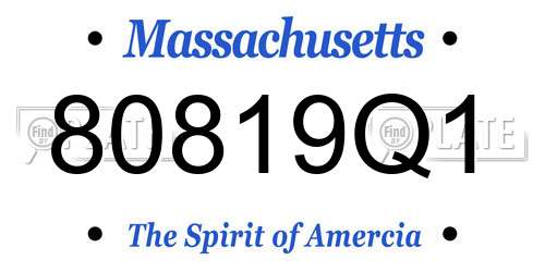 80819Q1 Massachusetts License Plate