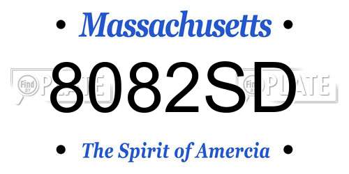 8082SD Massachusetts License Plate