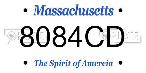8084CD Massachusetts License Plate