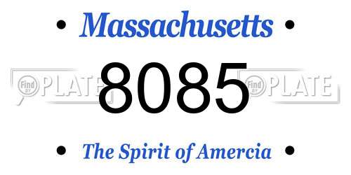 8085 Massachusetts License Plate