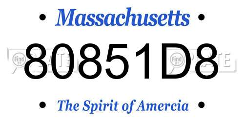 80851D8 Massachusetts License Plate