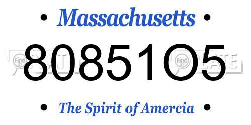 80851O5 Massachusetts License Plate