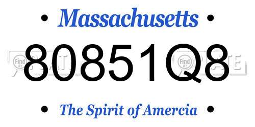 80851Q8 Massachusetts License Plate
