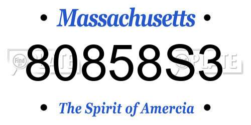 80858S3 Massachusetts License Plate