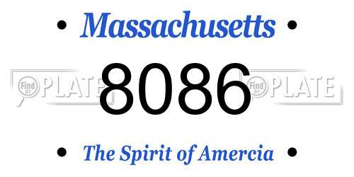 8086 Massachusetts License Plate