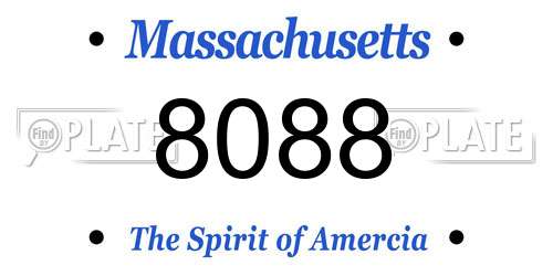 8088 Massachusetts License Plate