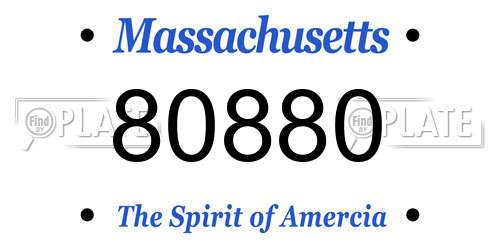 80880 Massachusetts License Plate