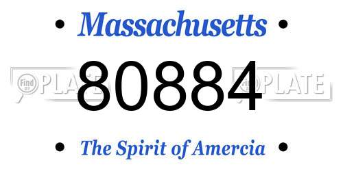 80884 Massachusetts License Plate