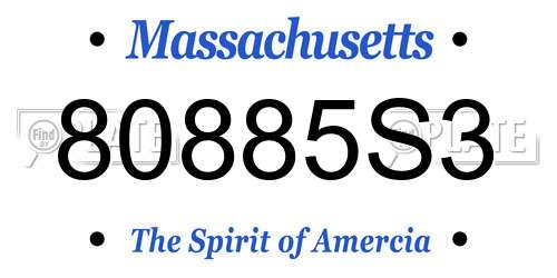 80885S3 Massachusetts License Plate