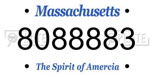 8088883 Massachusetts License Plate