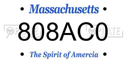 808AC0 Massachusetts License Plate